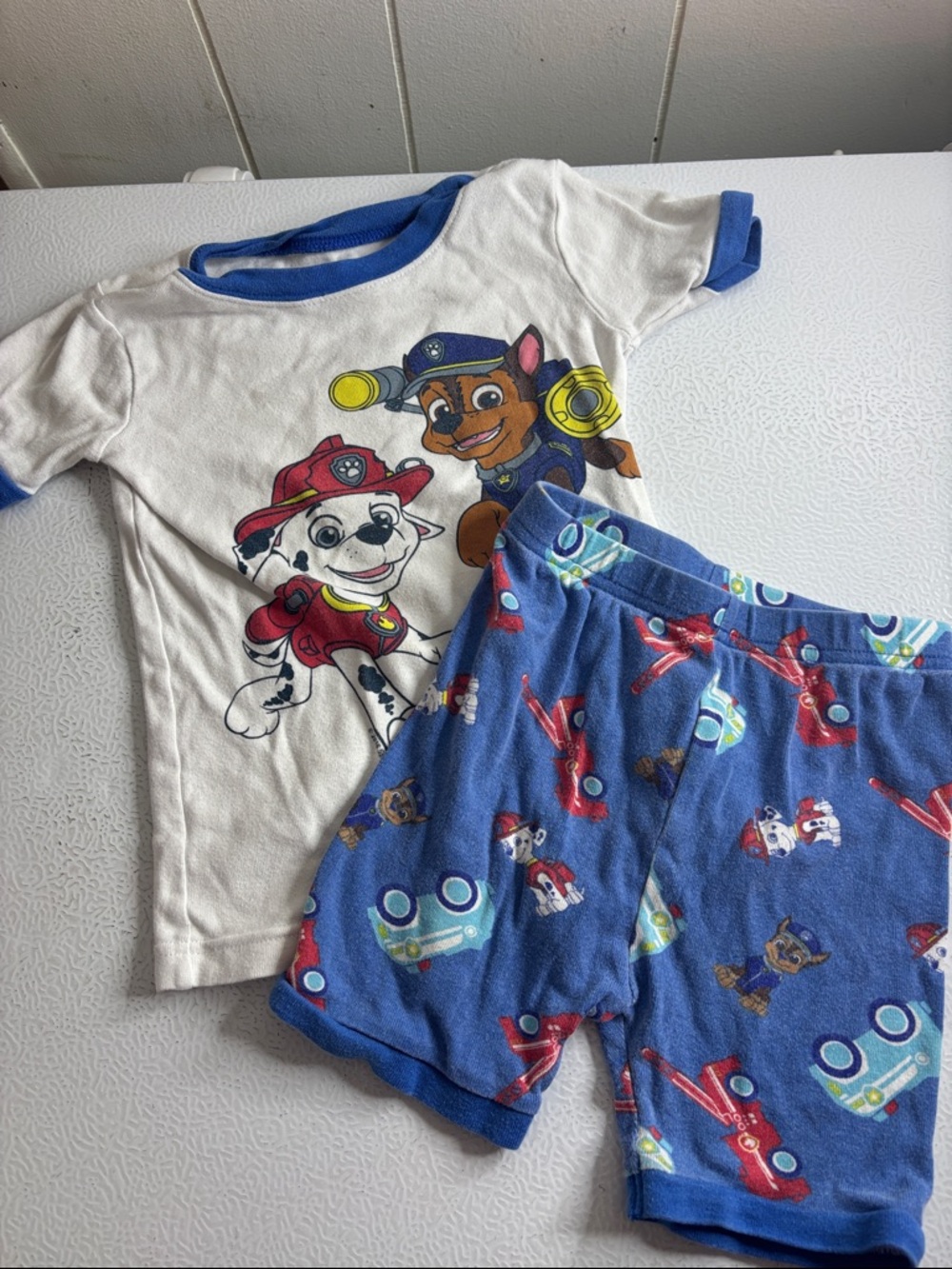 312 - Paw Patrol Boys Blue & White Short Sleeve Pajama Set